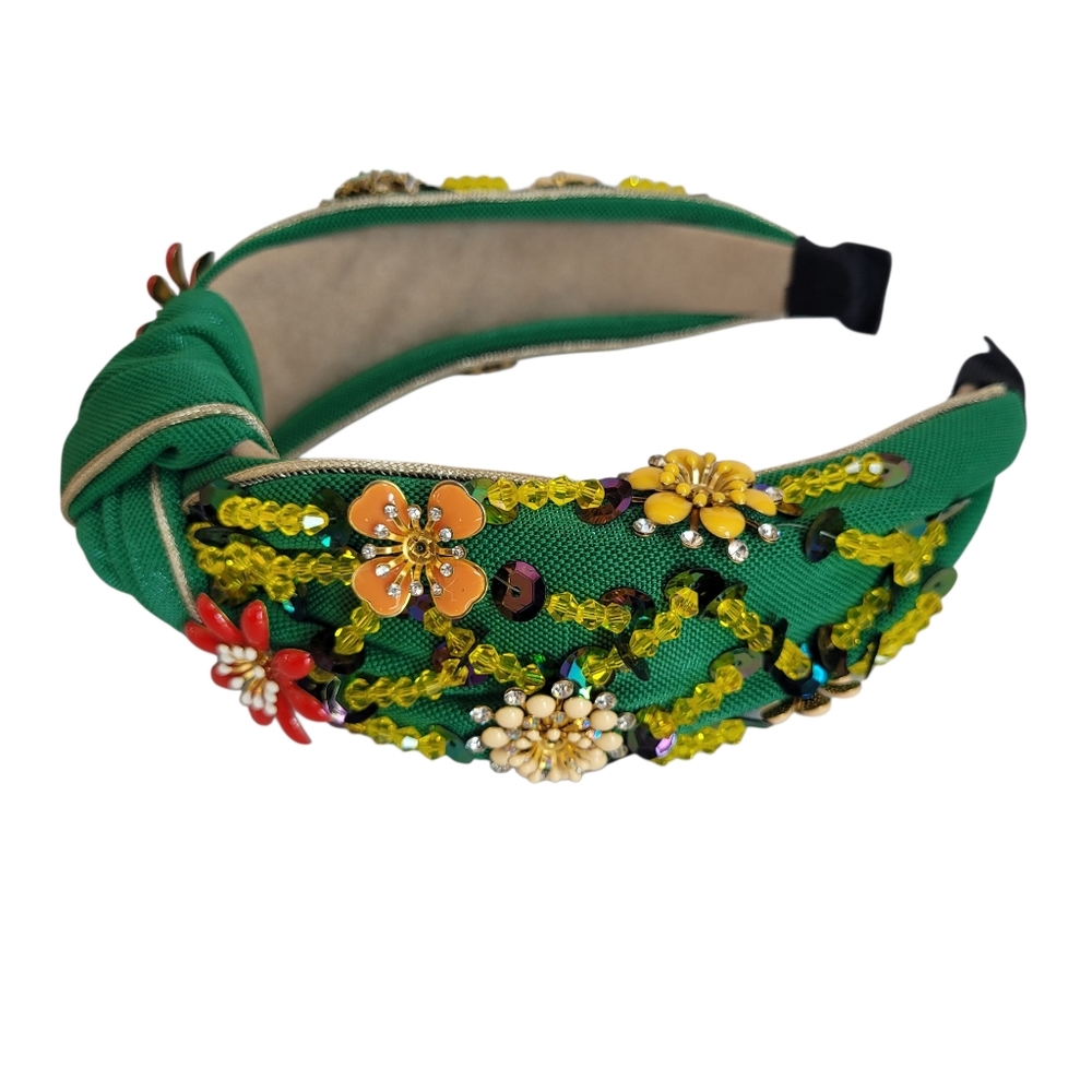 Rhinestone Crystal Wide Headbands Knot Turban Fashion Hairband - Picture 3 of 7